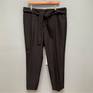 Ann Taylor Mid Rise Ankle Black Dress Belted Pants Dotted 16